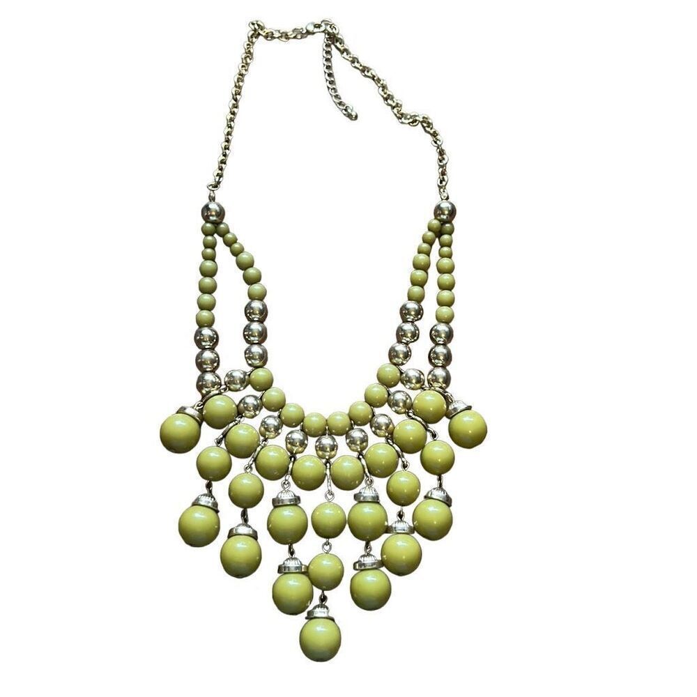 Green bead statement necklace